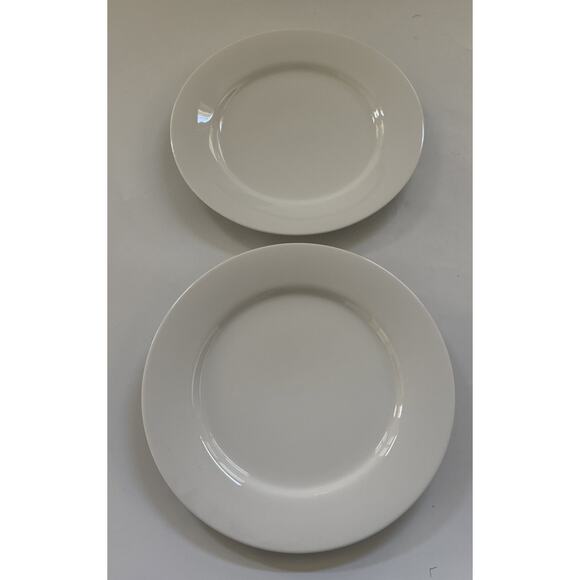 Crate & Barrel White 10.5” Dinner Plates Set of 2 Modern Traditional Dinnerware - Picture 2 of 10